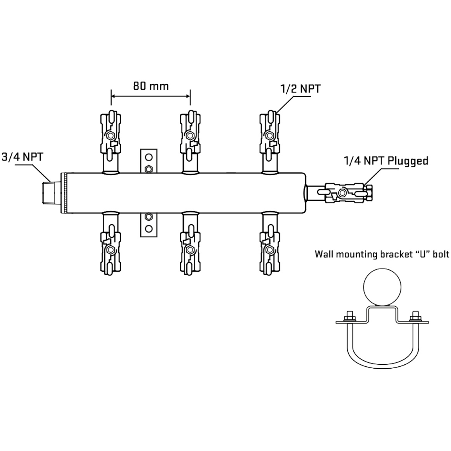 M506A010821 Manifolds Stainless Steel Double Sided