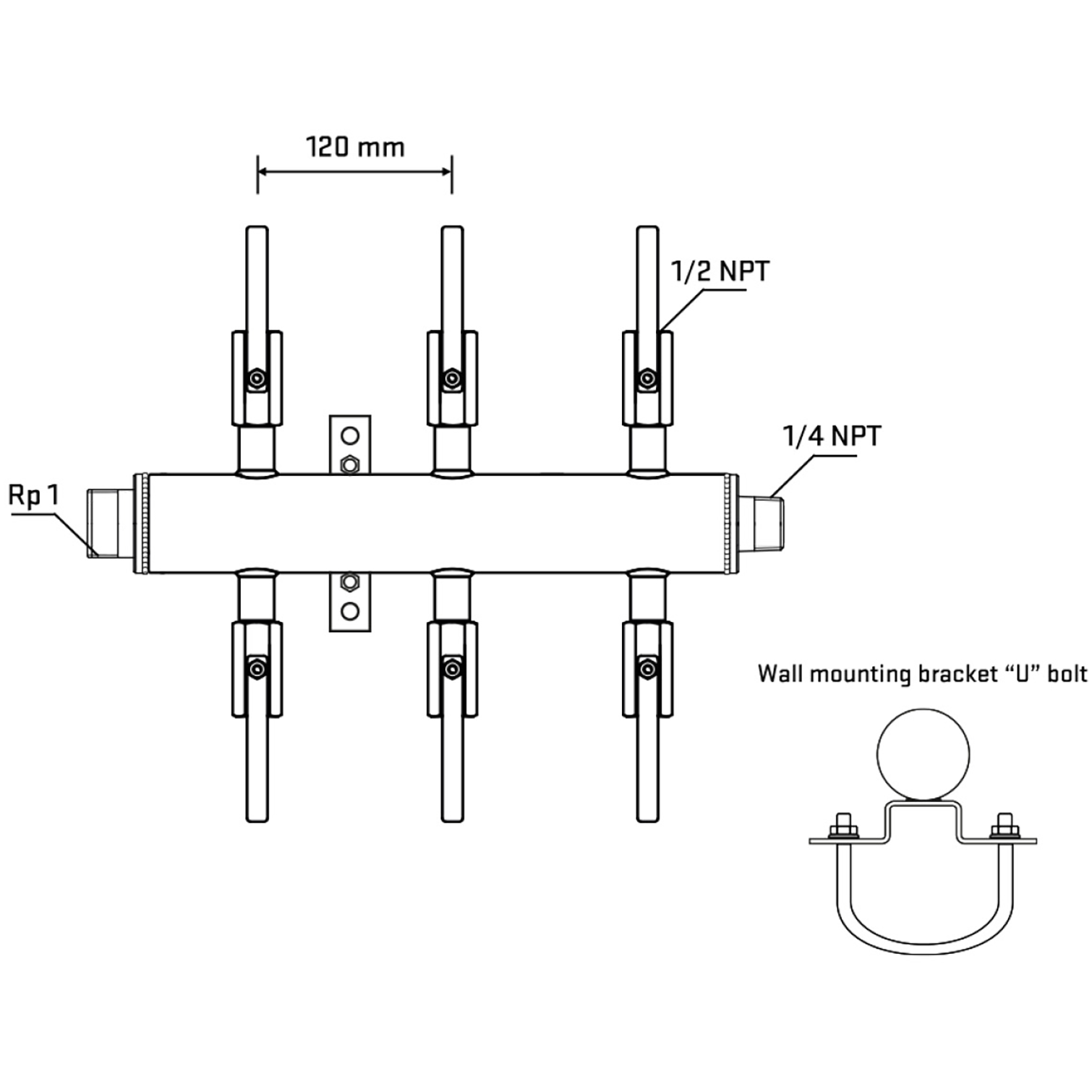 M506B080741 Manifolds Stainless Steel Double Sided