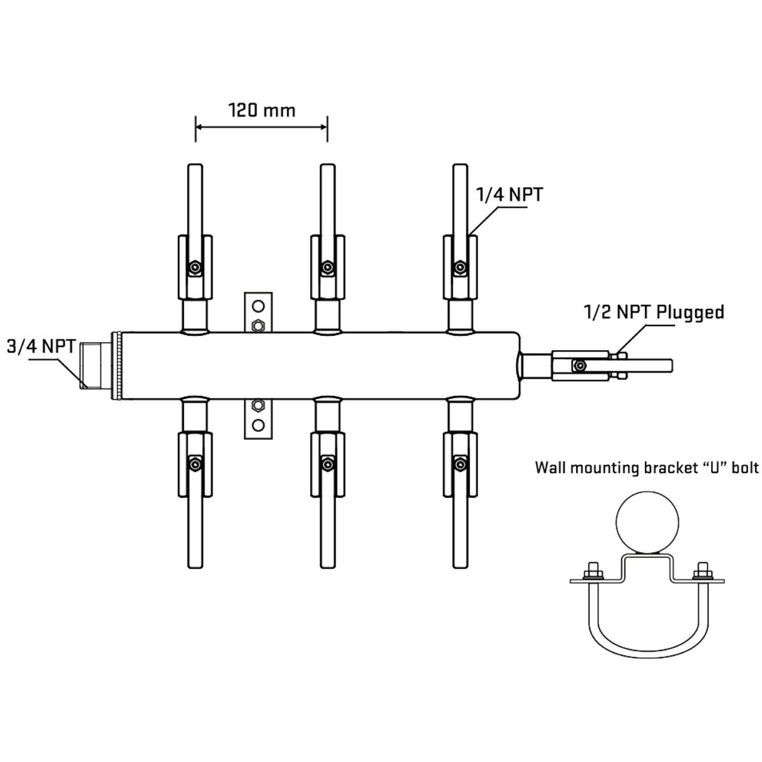 M506B091011 Manifolds Stainless Steel Double Sided