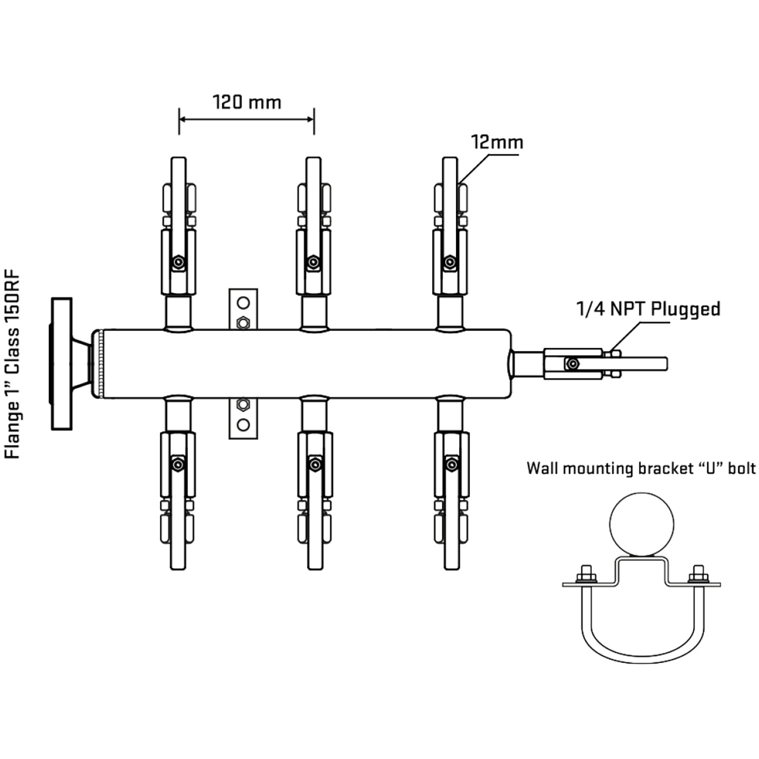 M506B100121 Manifolds Stainless Steel Double Sided