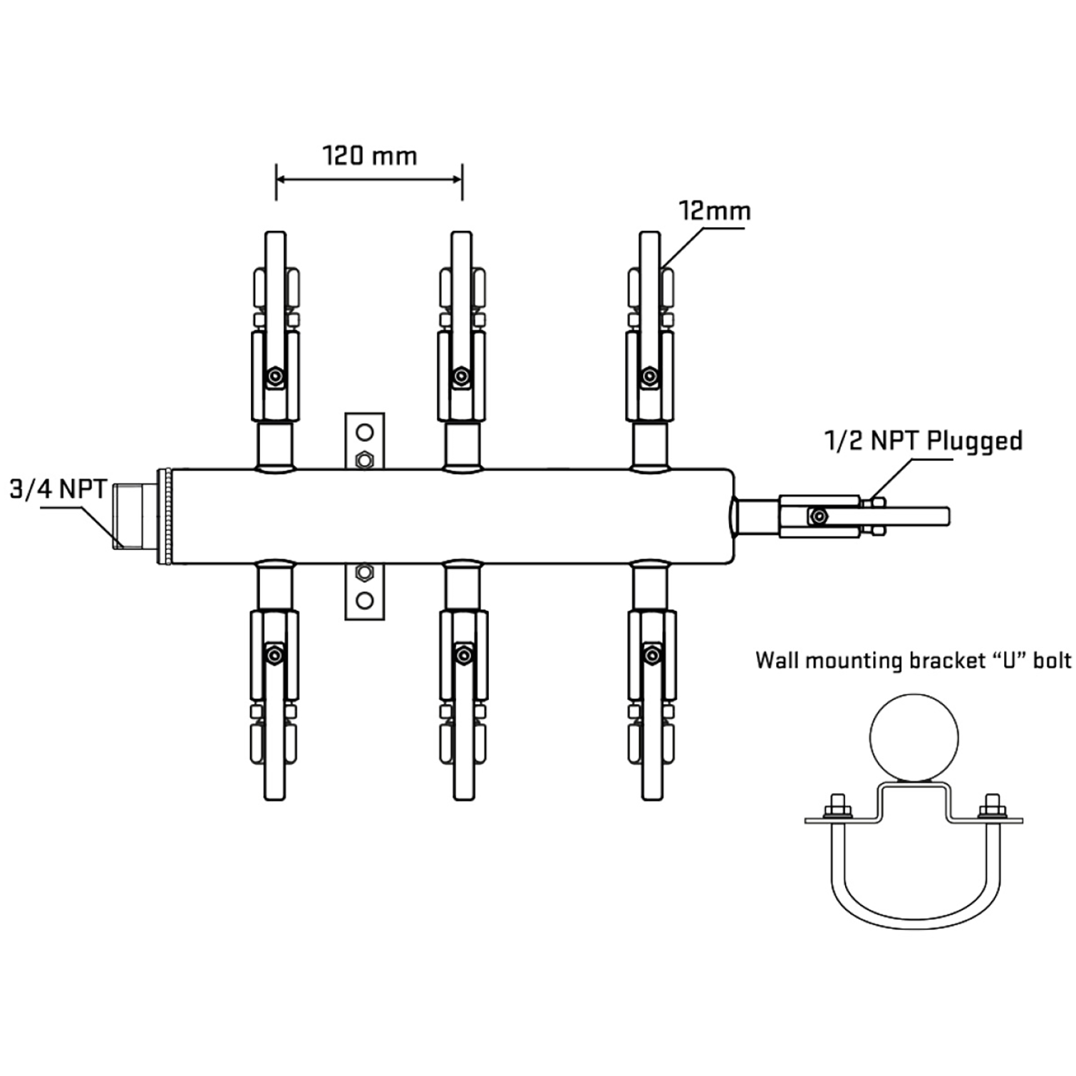 M506B101011 Manifolds Stainless Steel Double Sided