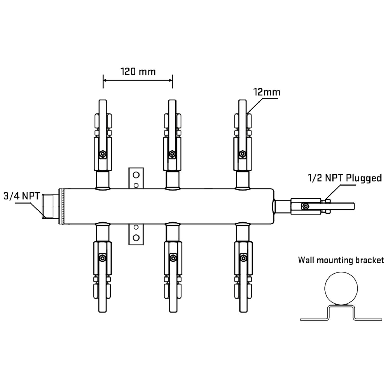 M506B101012 Manifolds Stainless Steel Double Sided