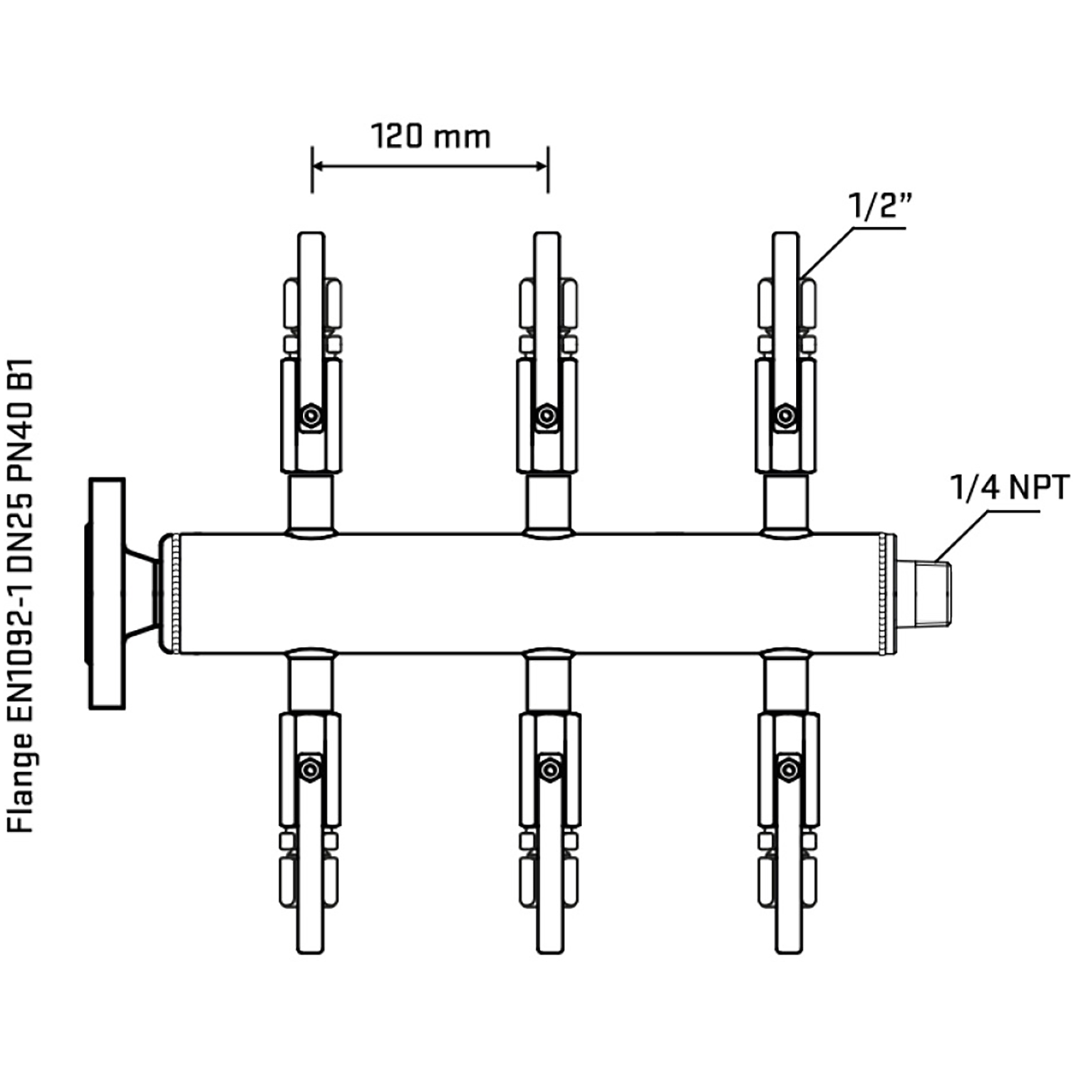 M506B120340 Manifolds Stainless Steel Double Sided