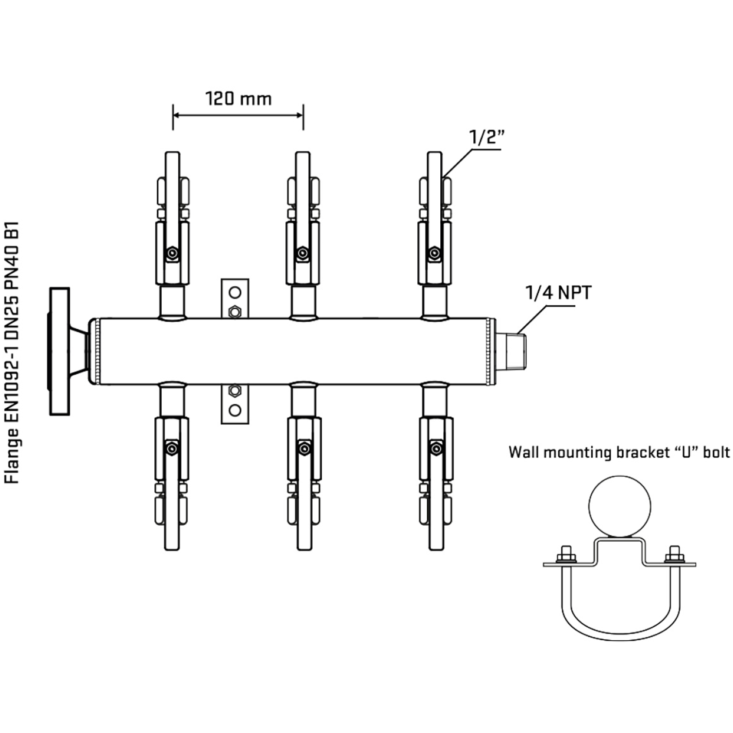 M506B120341 Manifolds Stainless Steel Double Sided