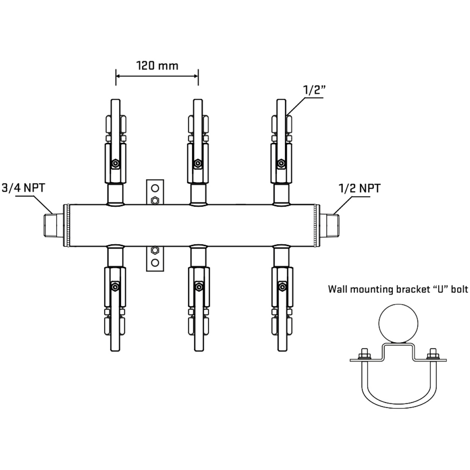 M506B120831 Manifolds Stainless Steel Double Sided