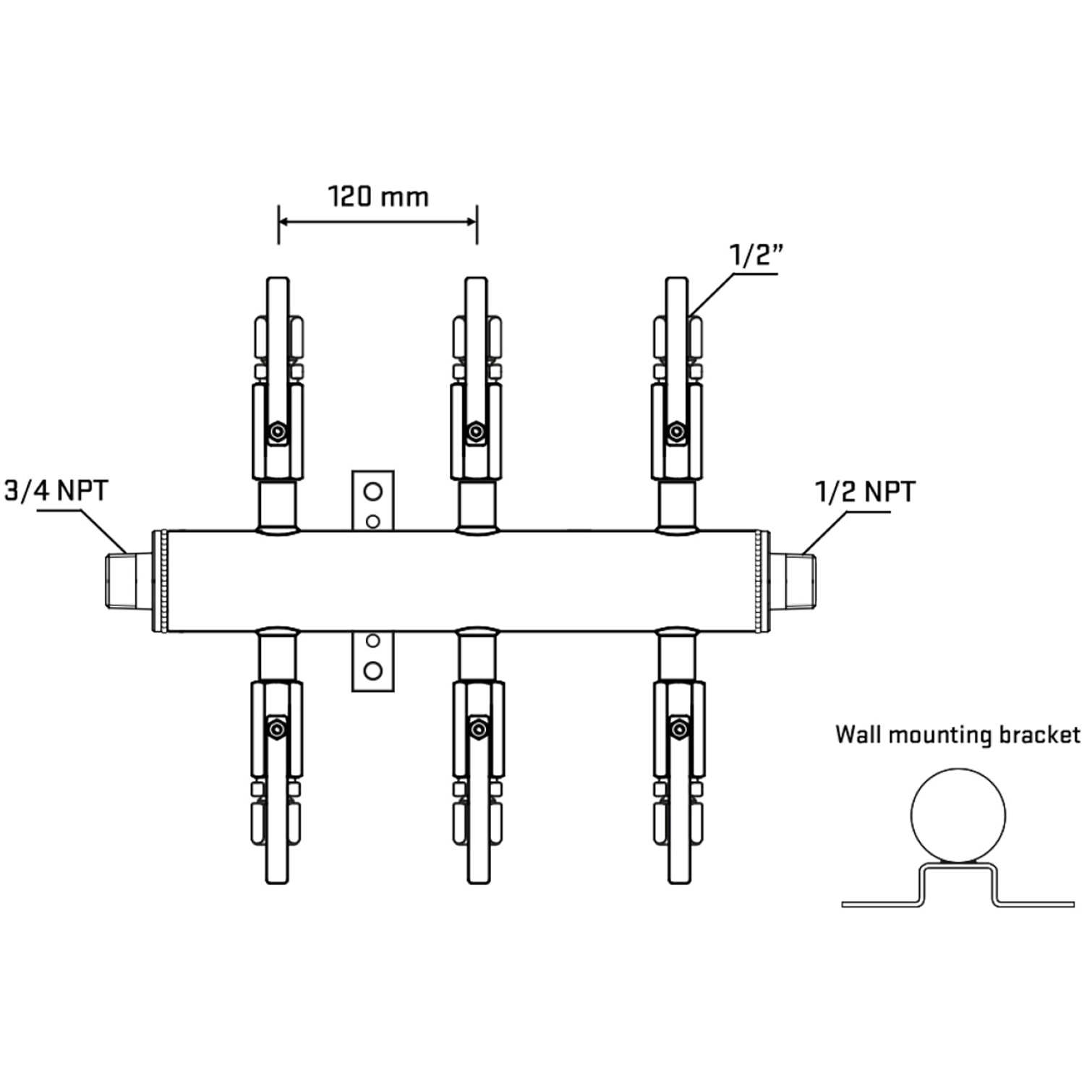 M506B120832 Manifolds Stainless Steel Double Sided