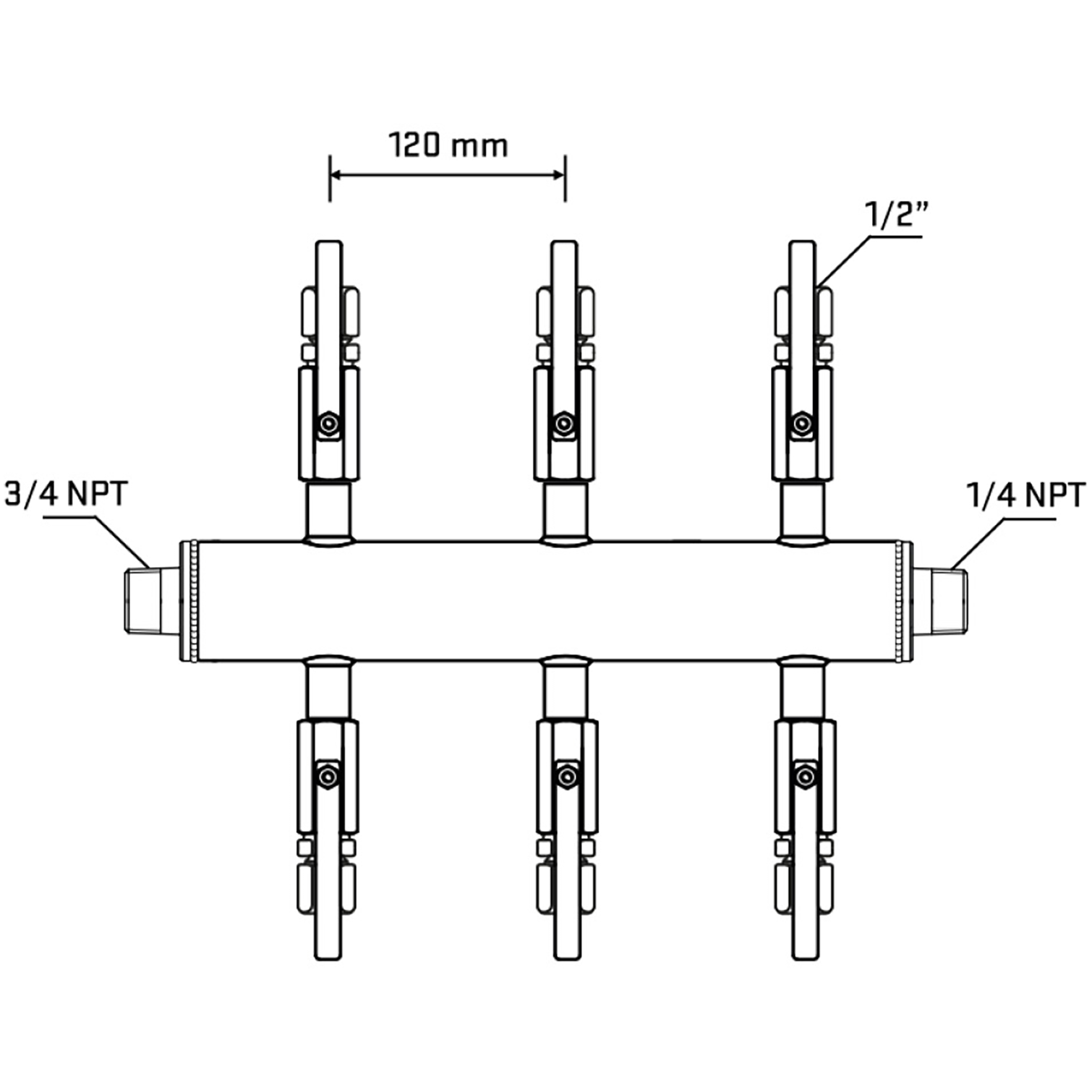 M506B120840 Manifolds Stainless Steel Double Sided