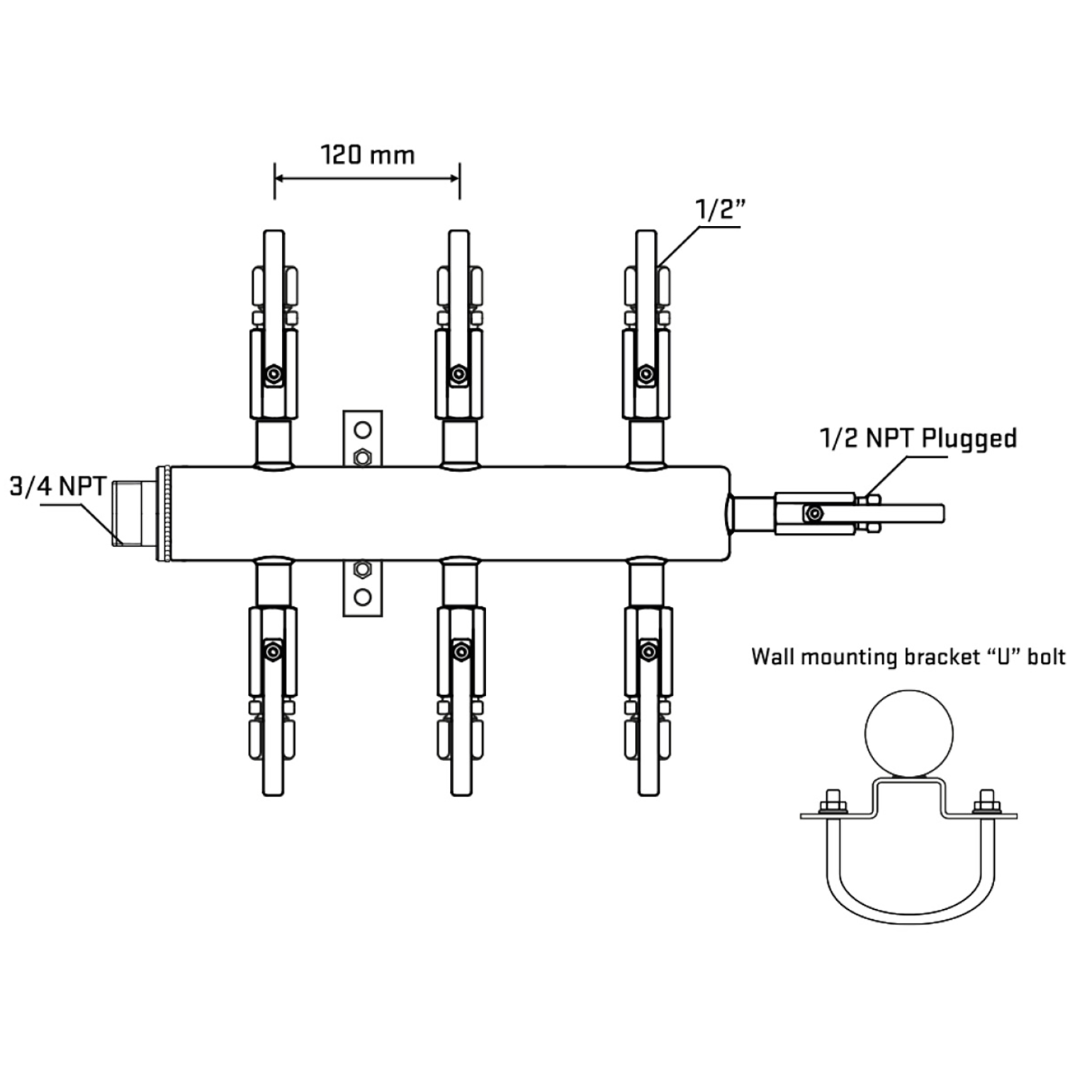 M506B121011 Manifolds Stainless Steel Double Sided