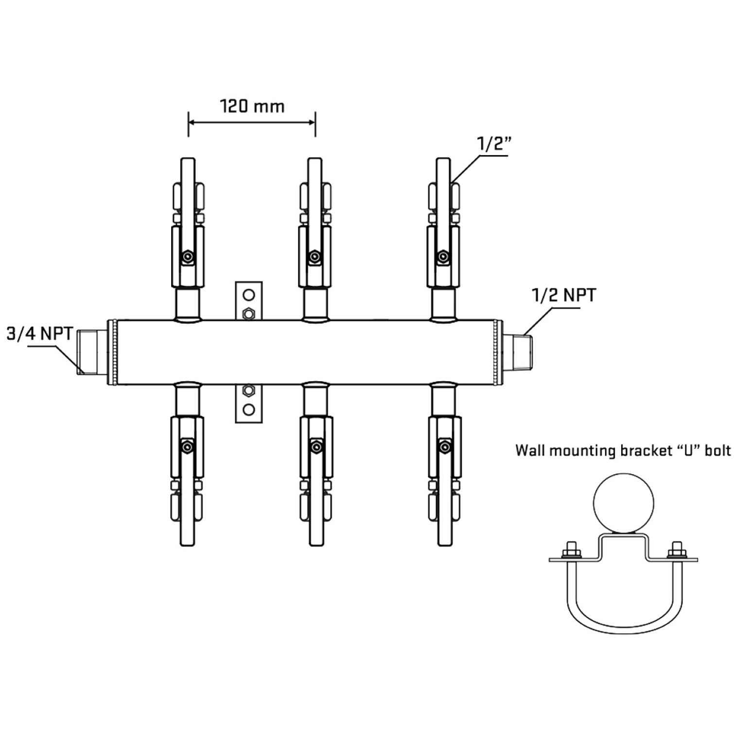 M506B121031 Manifolds Stainless Steel Double Sided