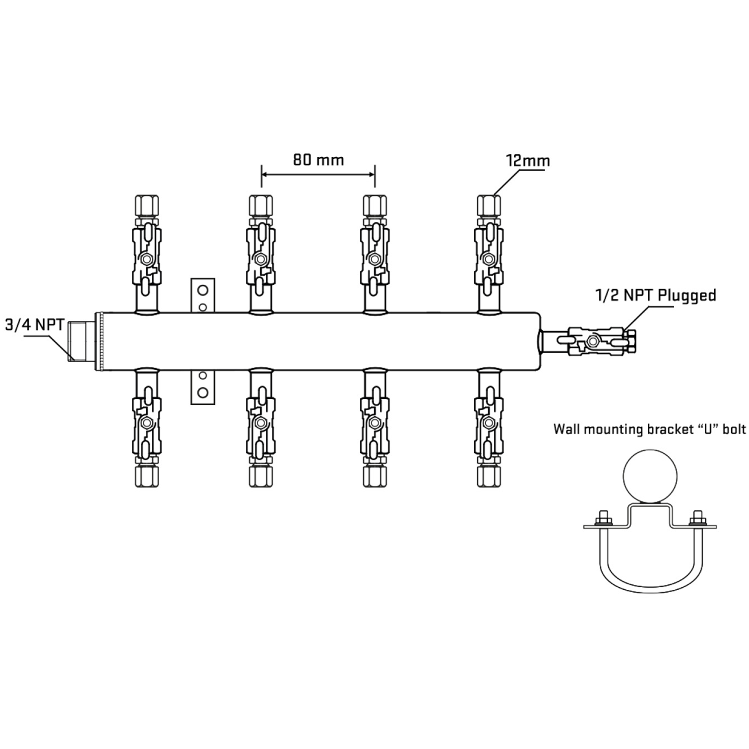 M508A031011 Manifolds Stainless Steel Double Sided