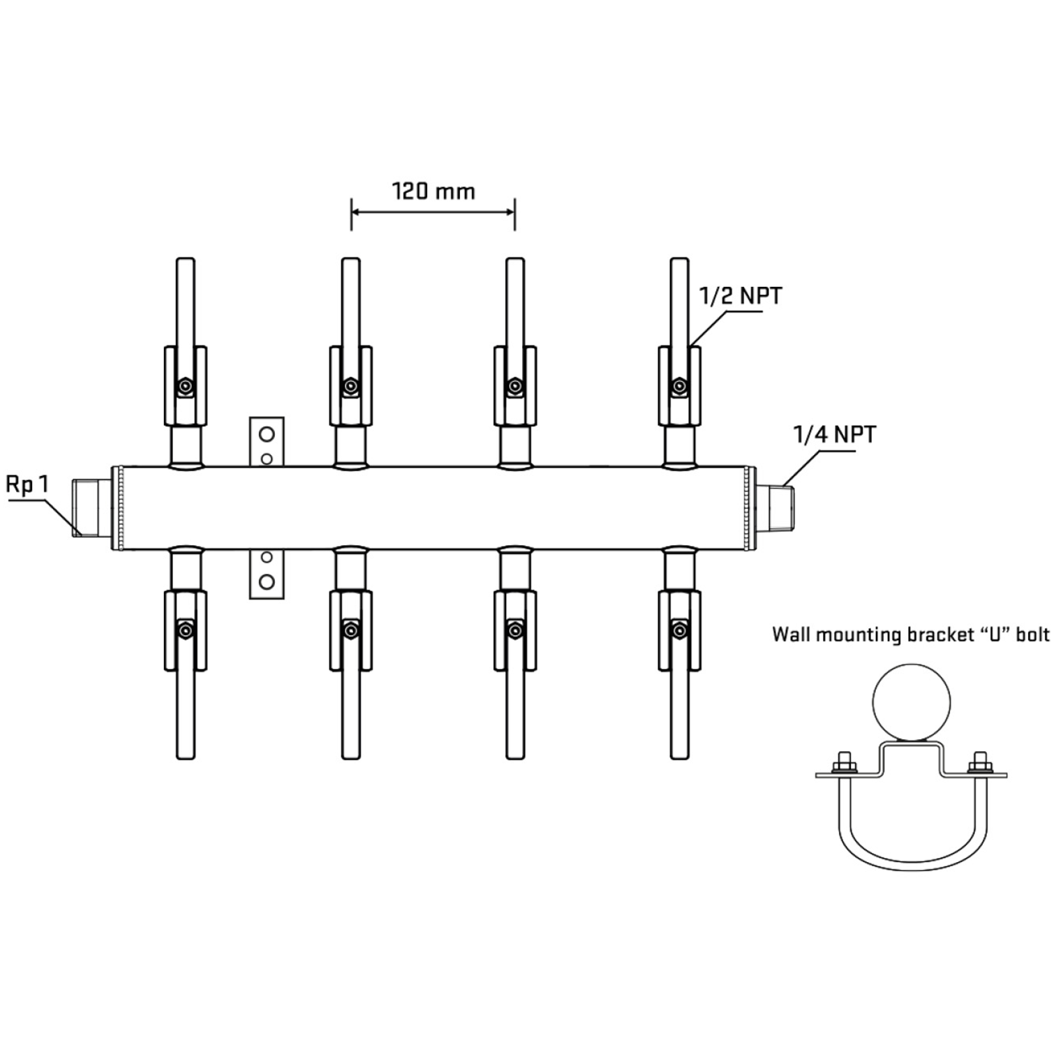 M508B080741 Manifolds Stainless Steel Double Sided