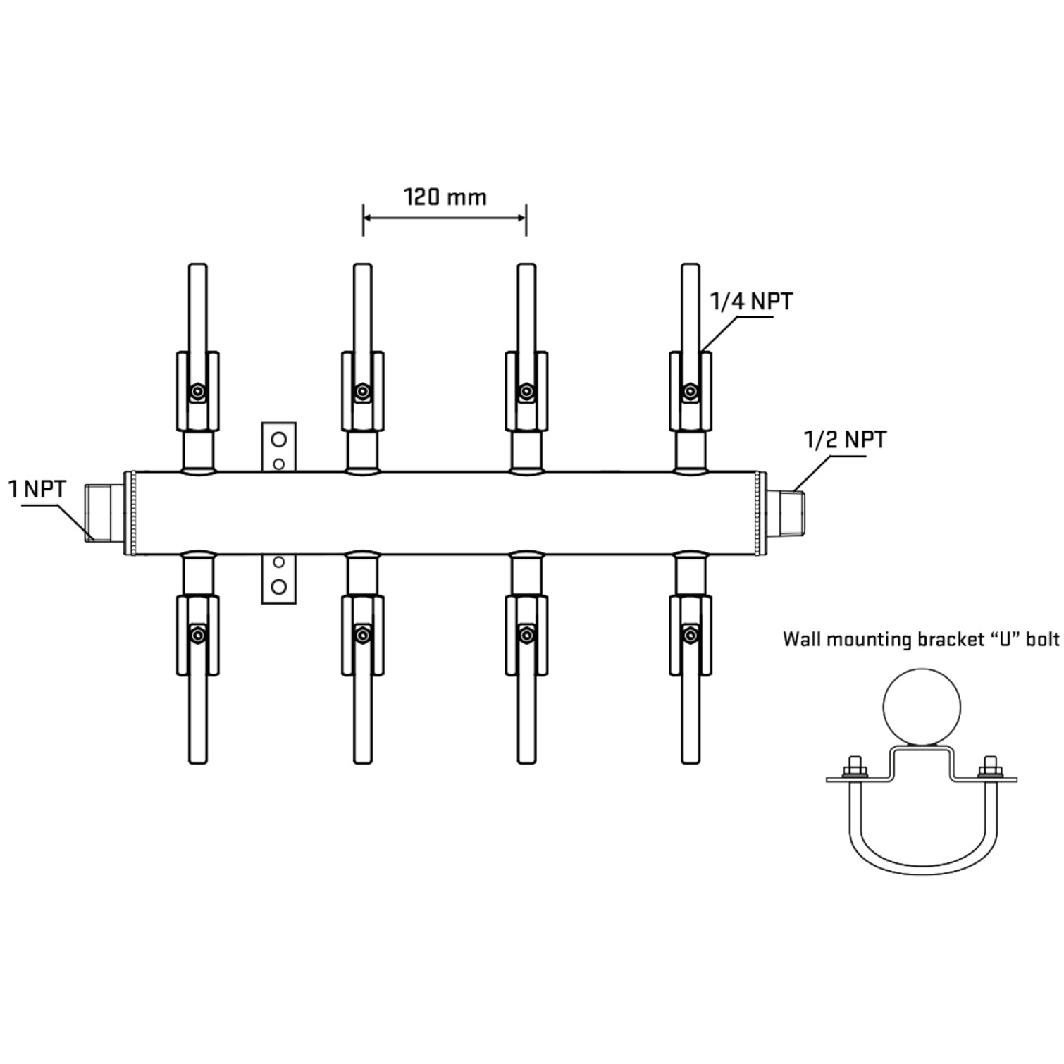 M508B091131 Manifolds Stainless Steel Double Sided