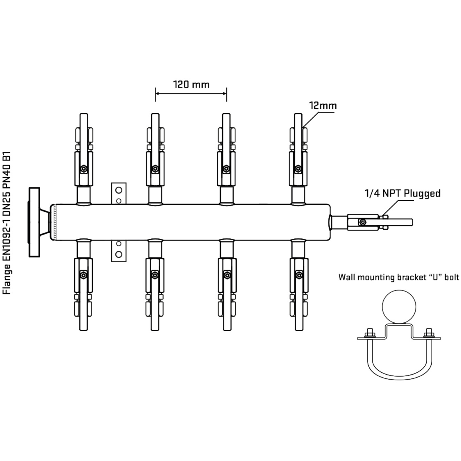 M508B100321 Manifolds Stainless Steel Double Sided