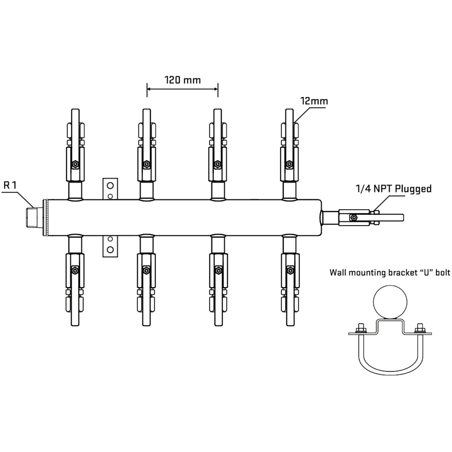 M508B100521 Manifolds Stainless Steel Double Sided