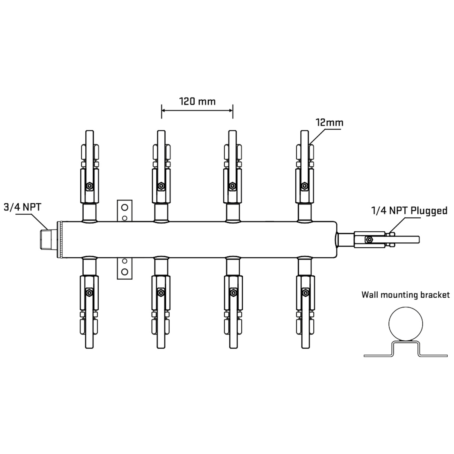M508B100822 Manifolds Stainless Steel Double Sided
