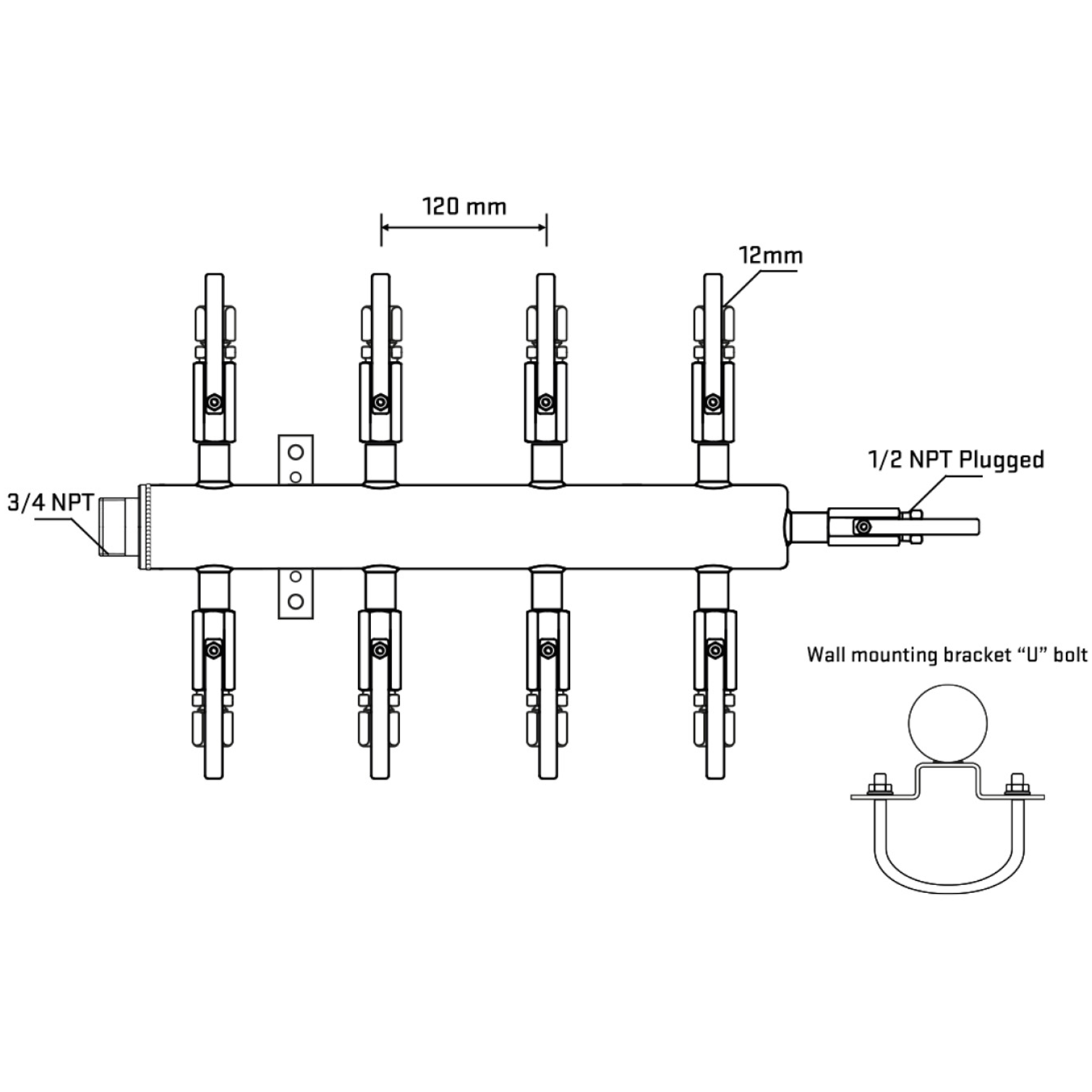 M508B111011 Manifolds Stainless Steel Double Sided
