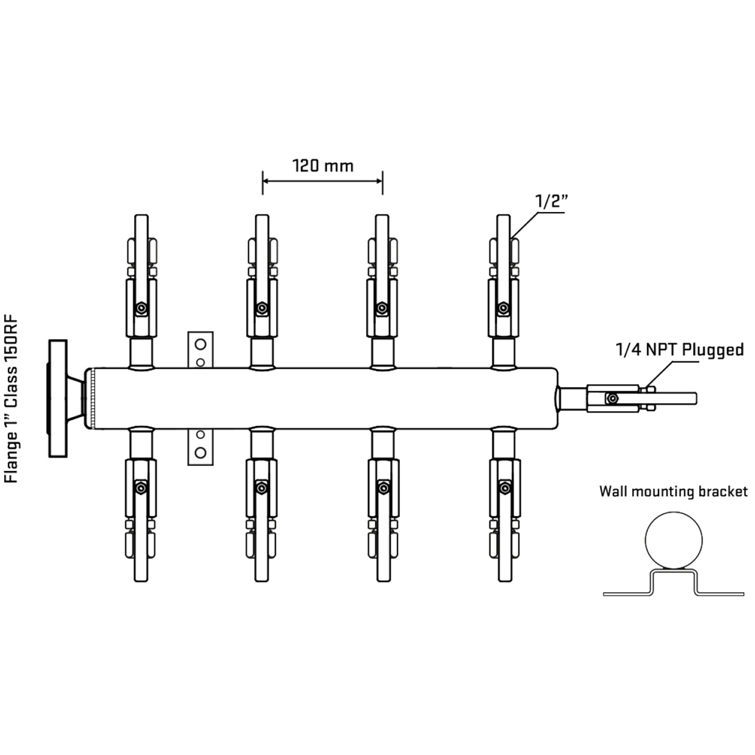 M508B120122 Manifolds Stainless Steel Double Sided