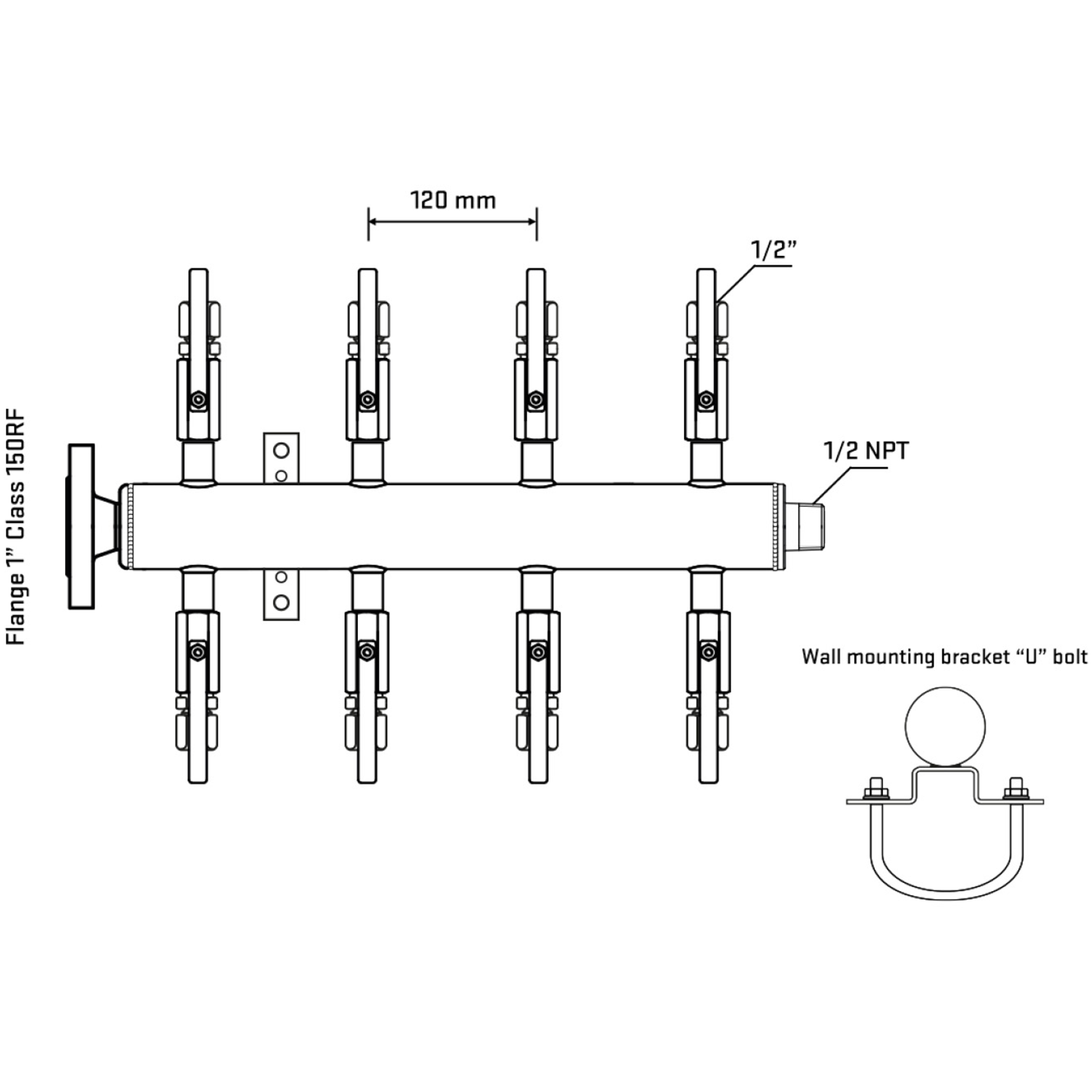 M508B120131 Manifolds Stainless Steel Double Sided