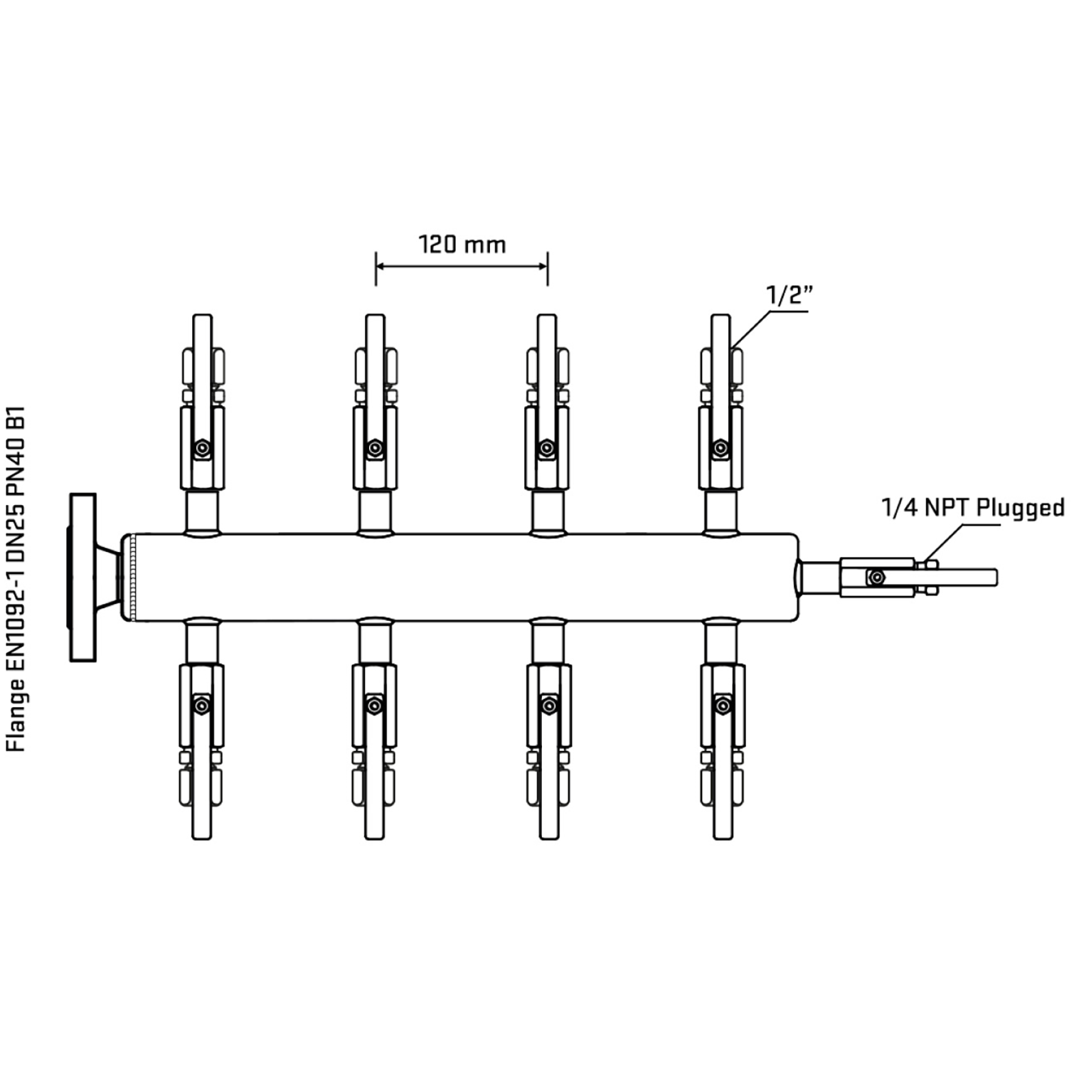 M508B120320 Manifolds Stainless Steel Double Sided