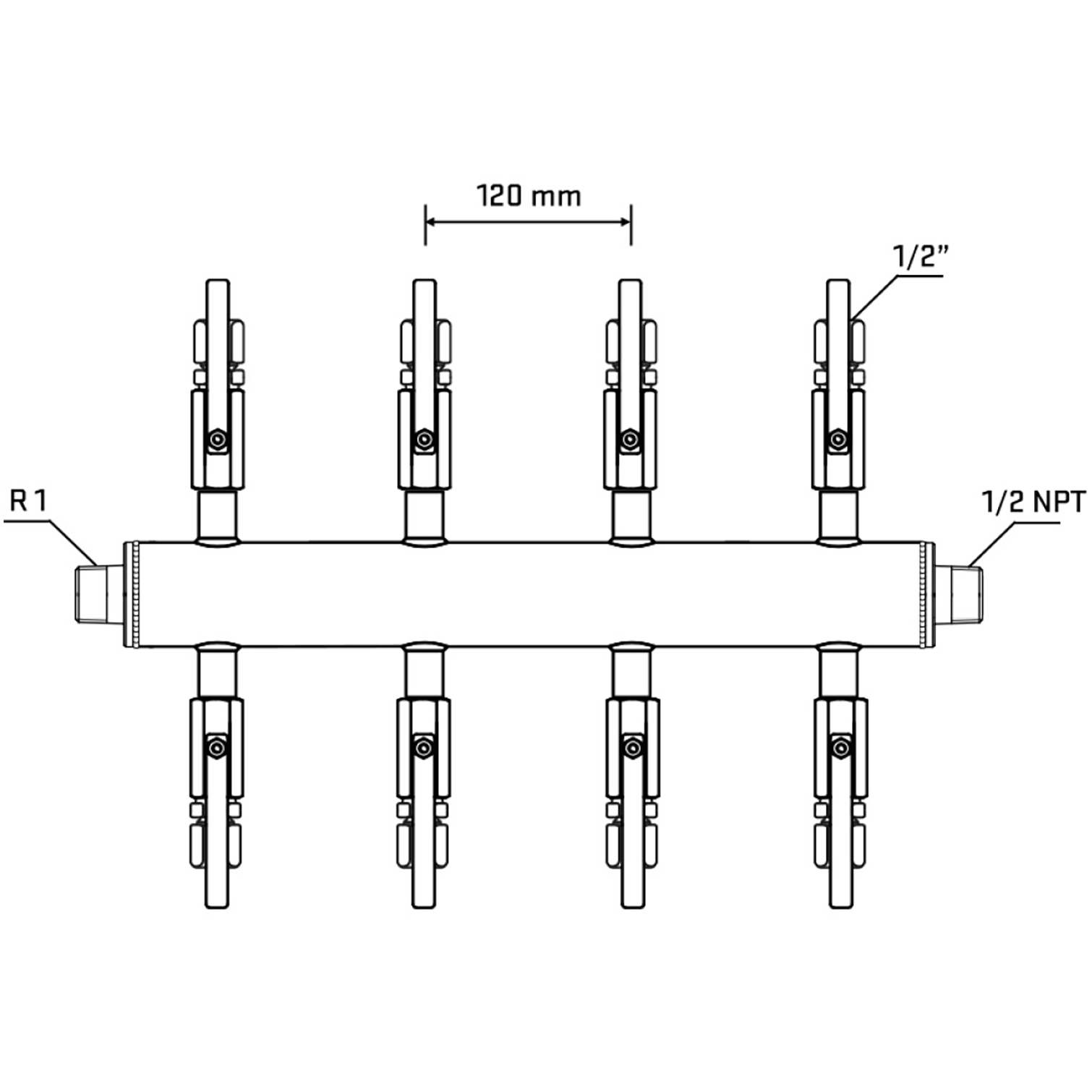 M508B120530 Manifolds Stainless Steel Double Sided