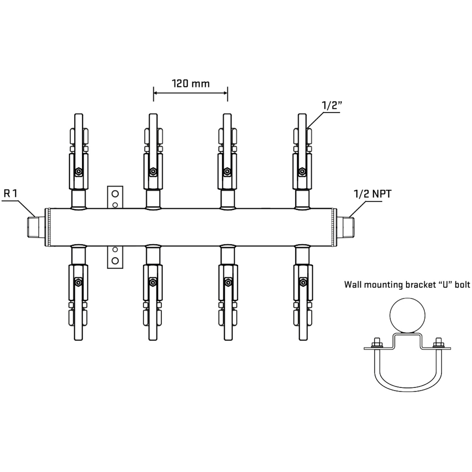 M508B120531 Manifolds Stainless Steel Double Sided