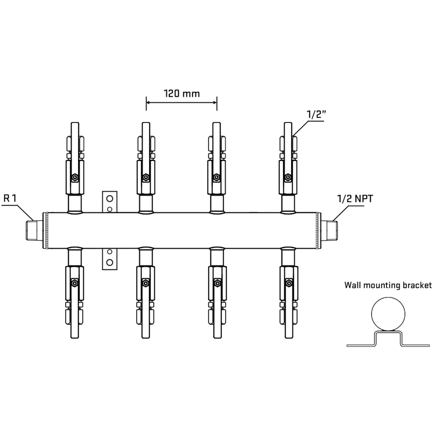 M508B120532 Manifolds Stainless Steel Double Sided