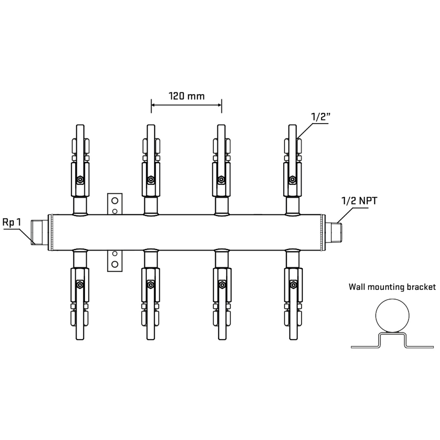 M508B120732 Manifolds Stainless Steel Double Sided