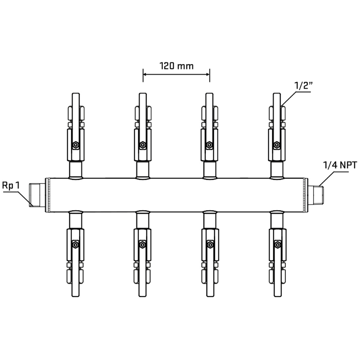 M508B120740 Manifolds Stainless Steel Double Sided