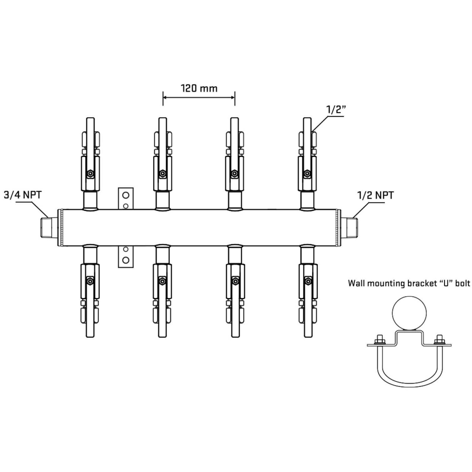 M508B120831 Manifolds Stainless Steel Double Sided