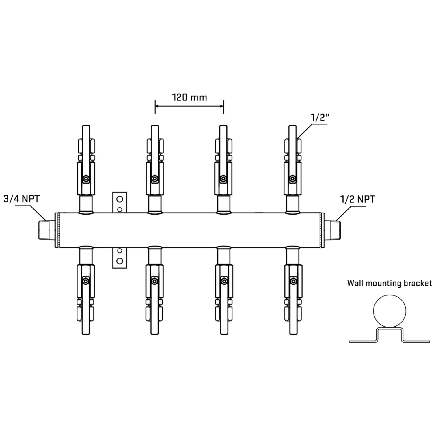 M508B120832 Manifolds Stainless Steel Double Sided