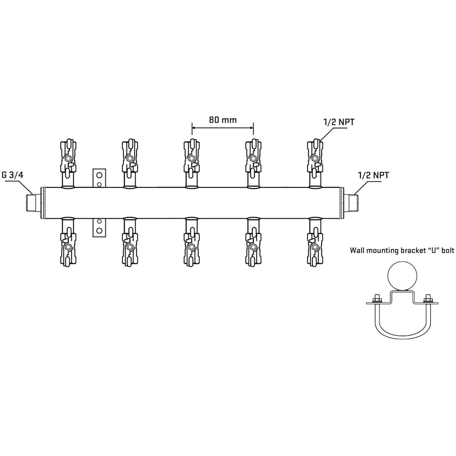 M510A010431 Manifolds Stainless Steel Double Sided