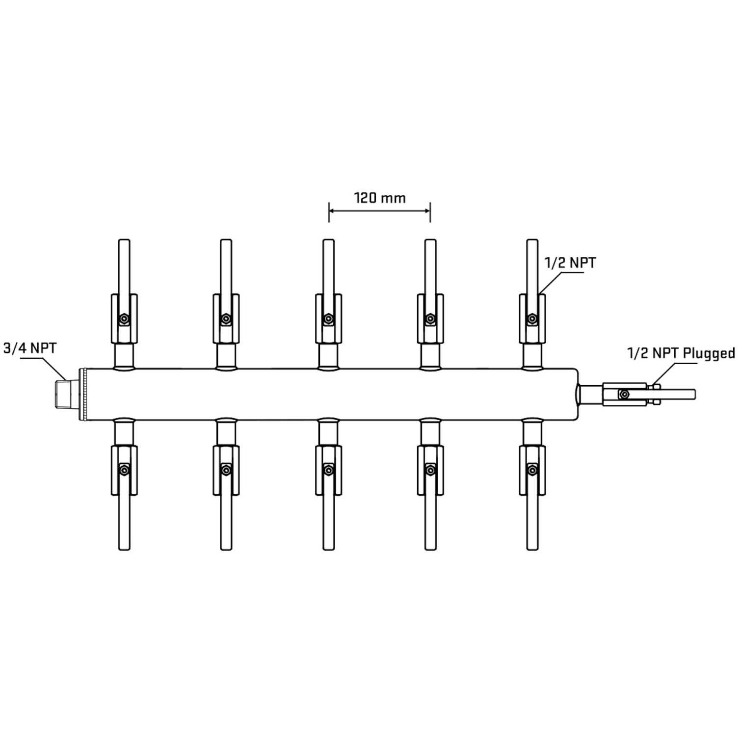 M510B080810 Manifolds Stainless Steel Double Sided