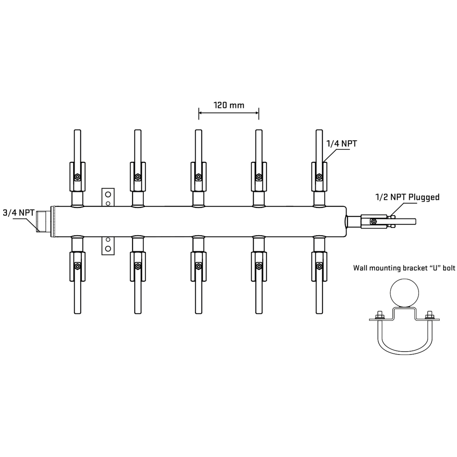 M510B091011 Manifolds Stainless Steel Double Sided