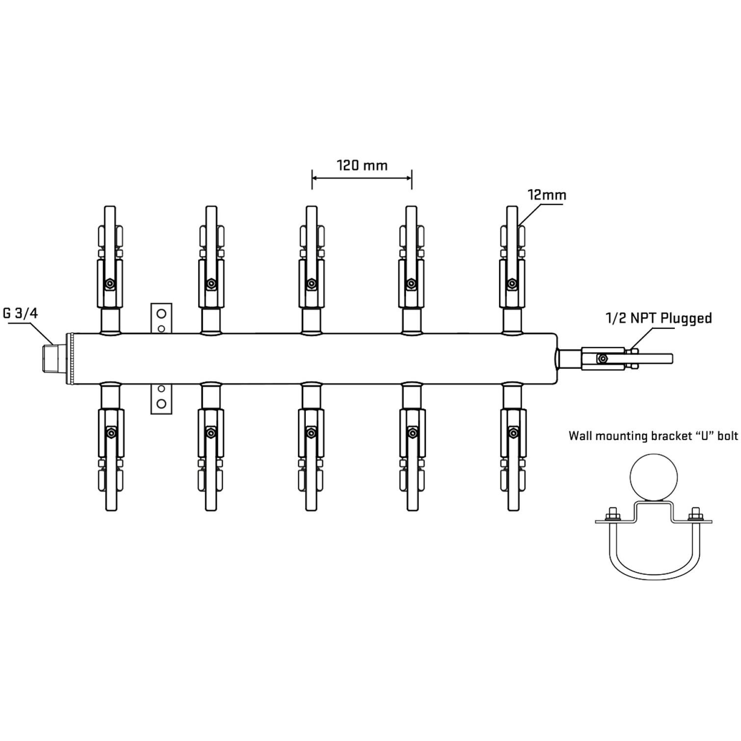 M510B100411 Manifolds Stainless Steel Double Sided