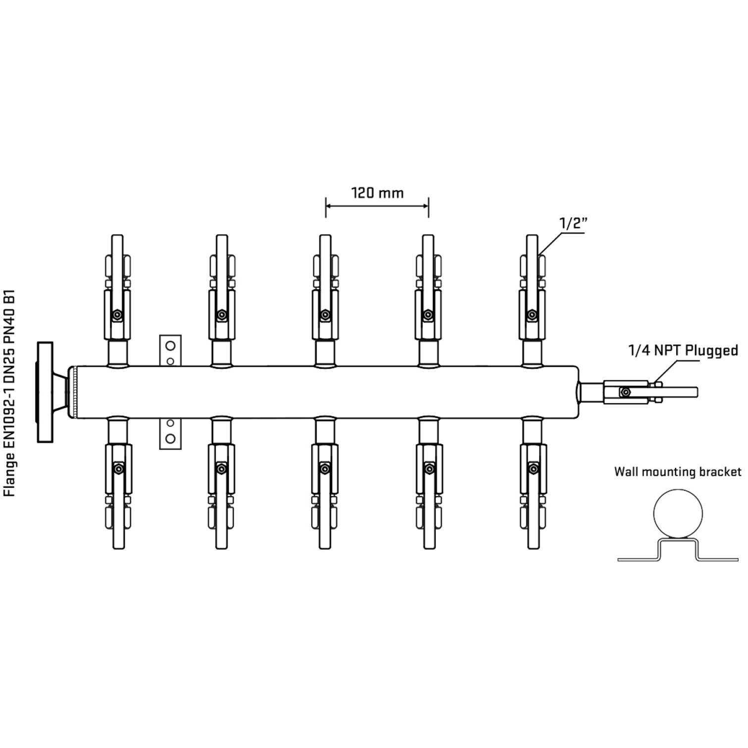 M510B120322 Manifolds Stainless Steel Double Sided