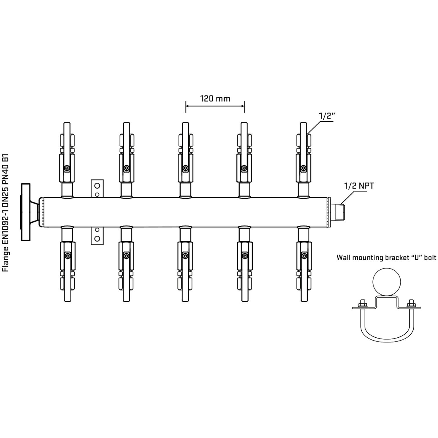 M510B120331 Manifolds Stainless Steel Double Sided