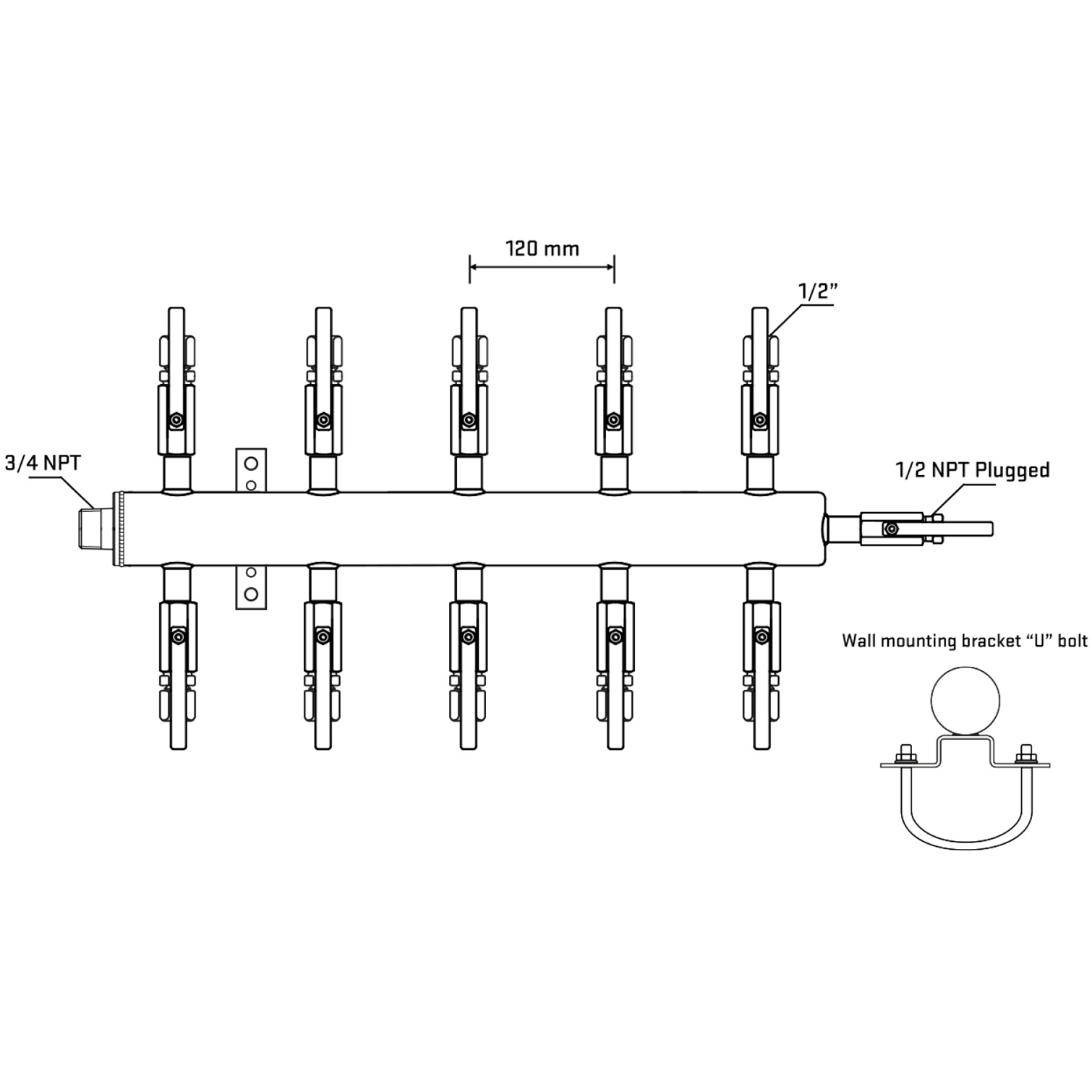 M510B120811 Manifolds Stainless Steel Double Sided