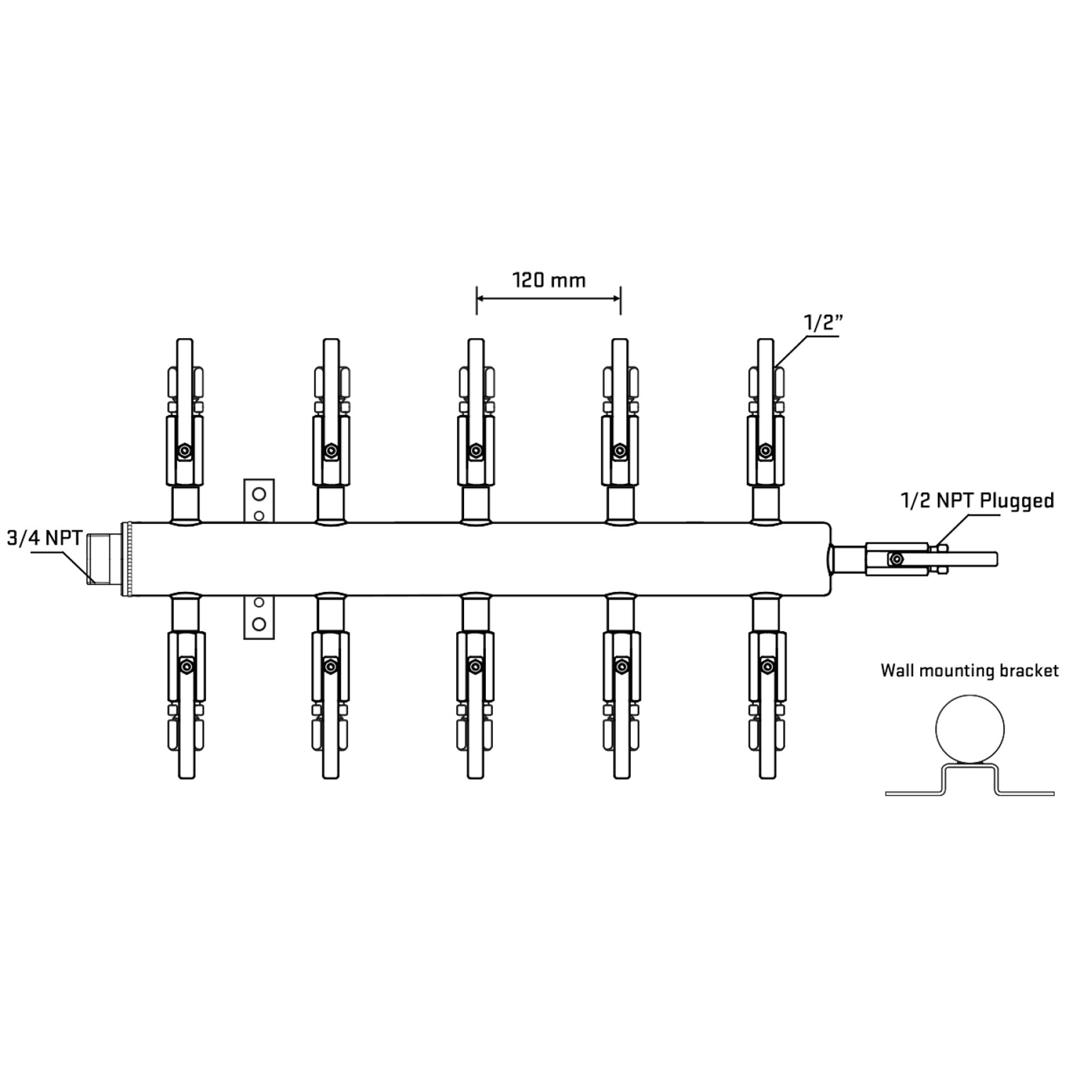 M510B121012 Manifolds Stainless Steel Double Sided