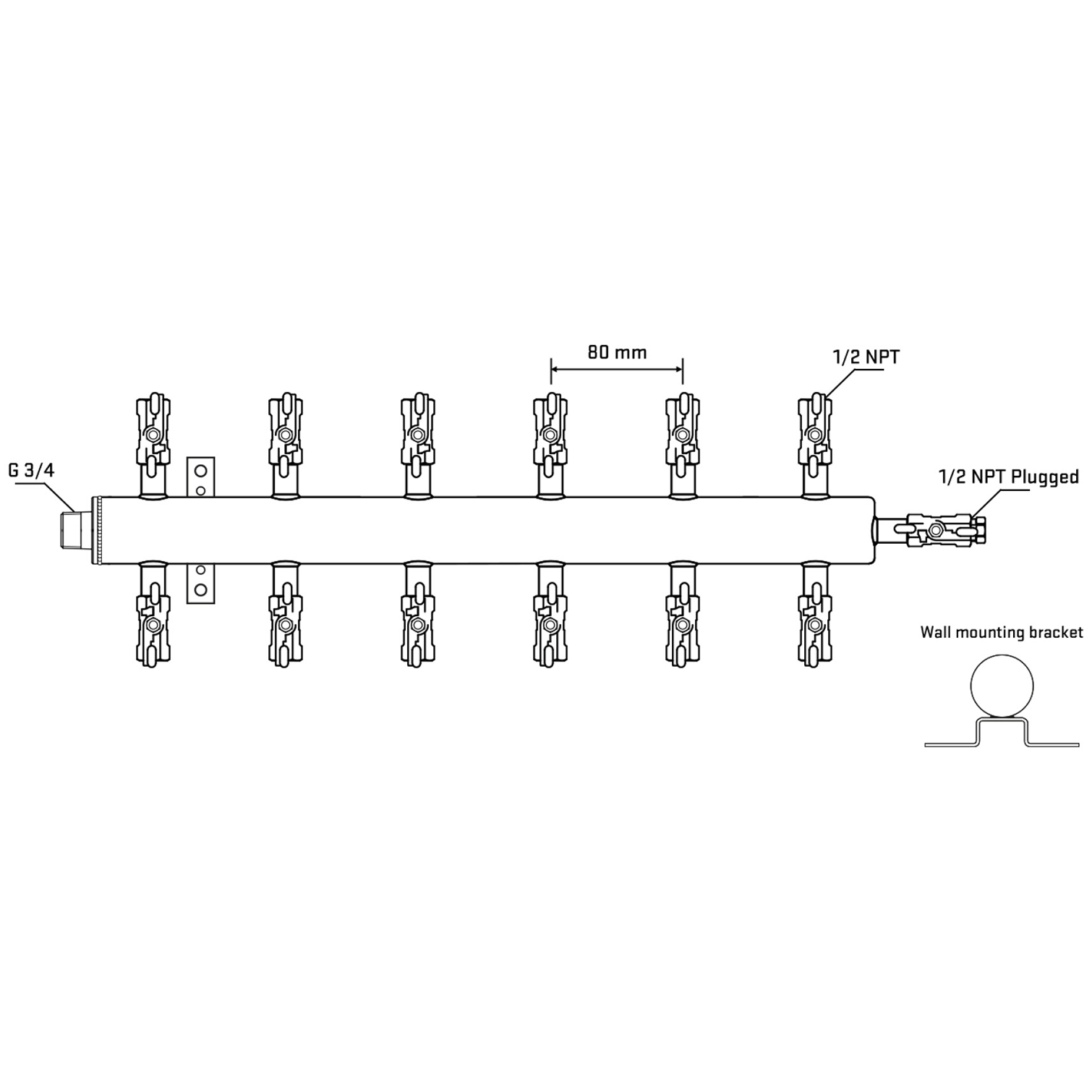 M512A010412 Manifolds Stainless Steel Double Sided