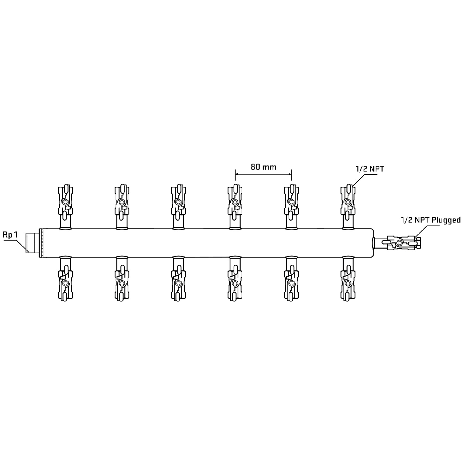 M512A010710 Manifolds Stainless Steel Double Sided