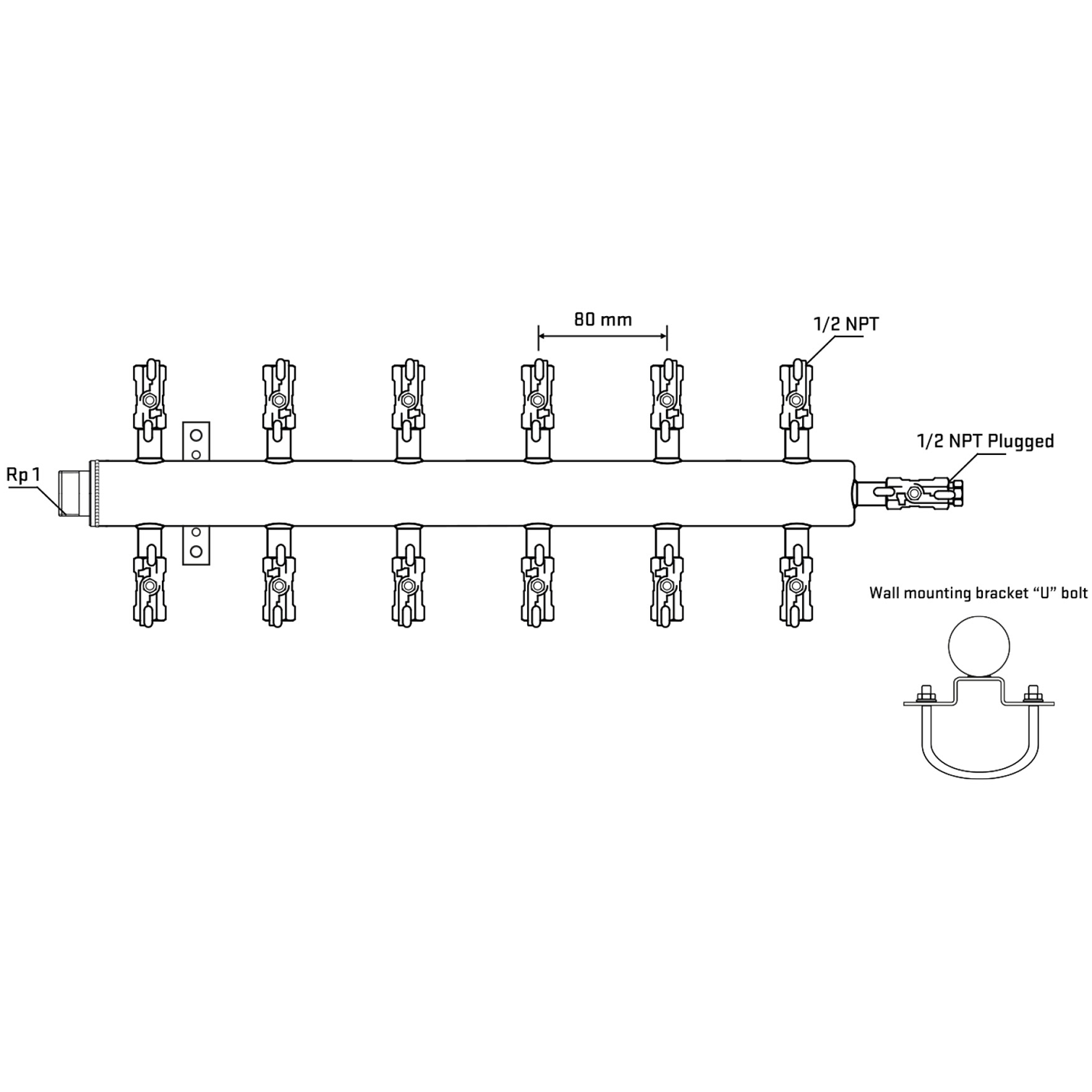 M512A010711 Manifolds Stainless Steel Double Sided