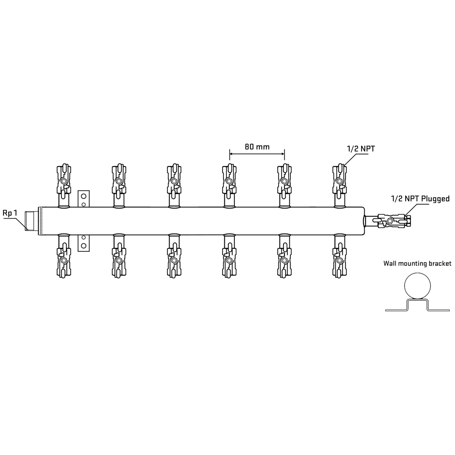 M512A010712 Manifolds Stainless Steel Double Sided