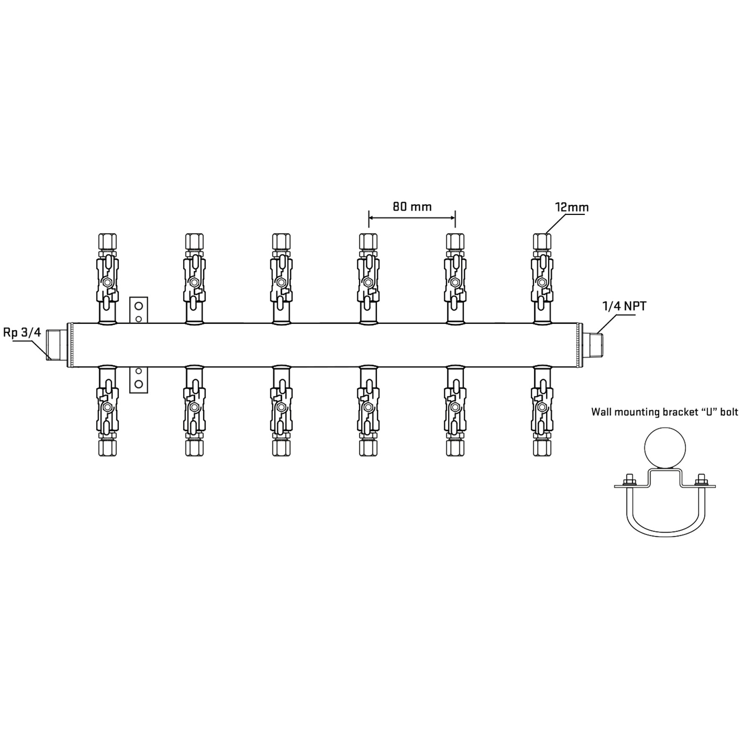 M512A030641 Manifolds Stainless Steel Double Sided