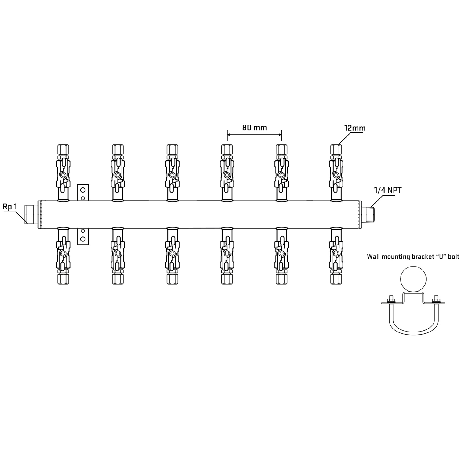 M512A040741 Manifolds Stainless Steel Double Sided