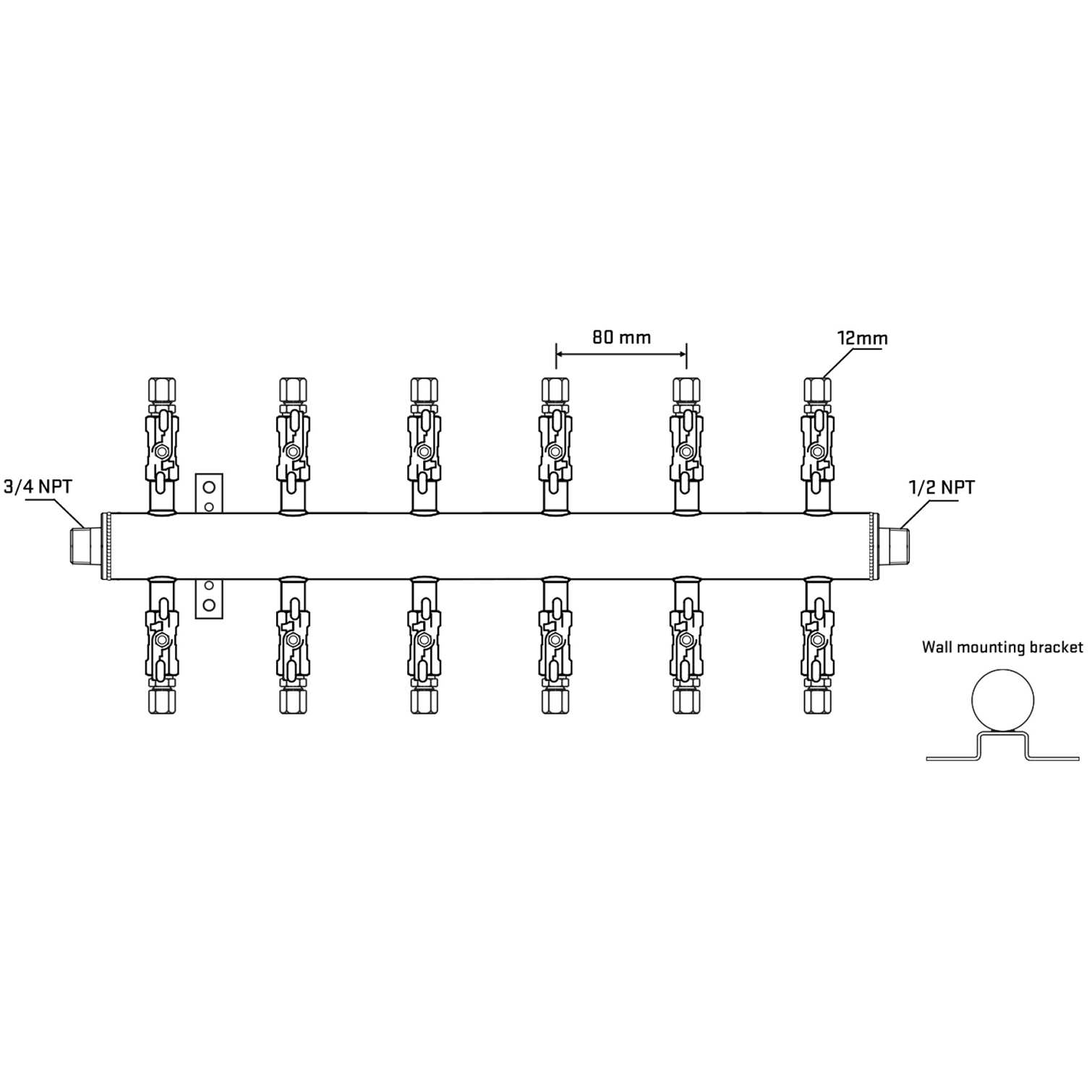 M512A040832 Manifolds Stainless Steel Double Sided