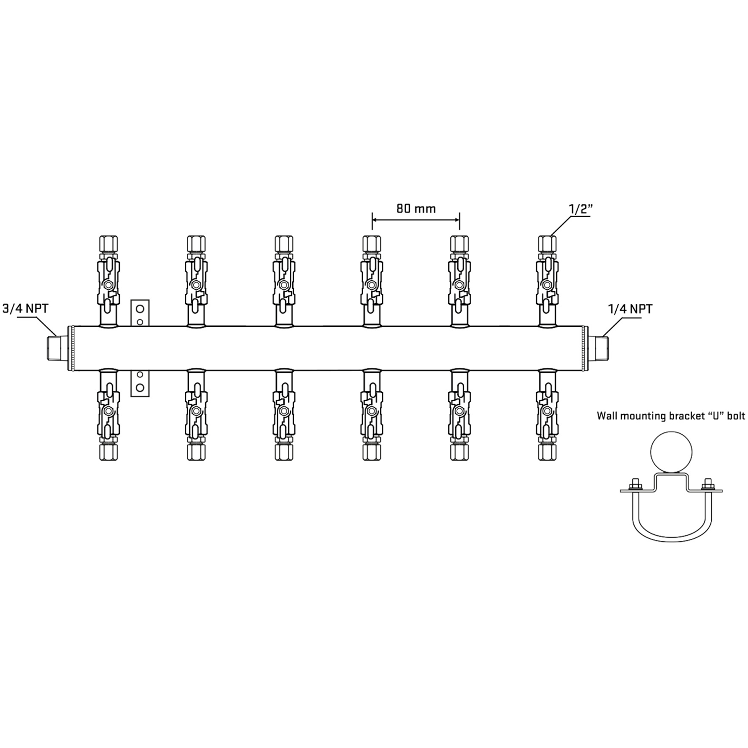 M512A050841 Manifolds Stainless Steel Double Sided