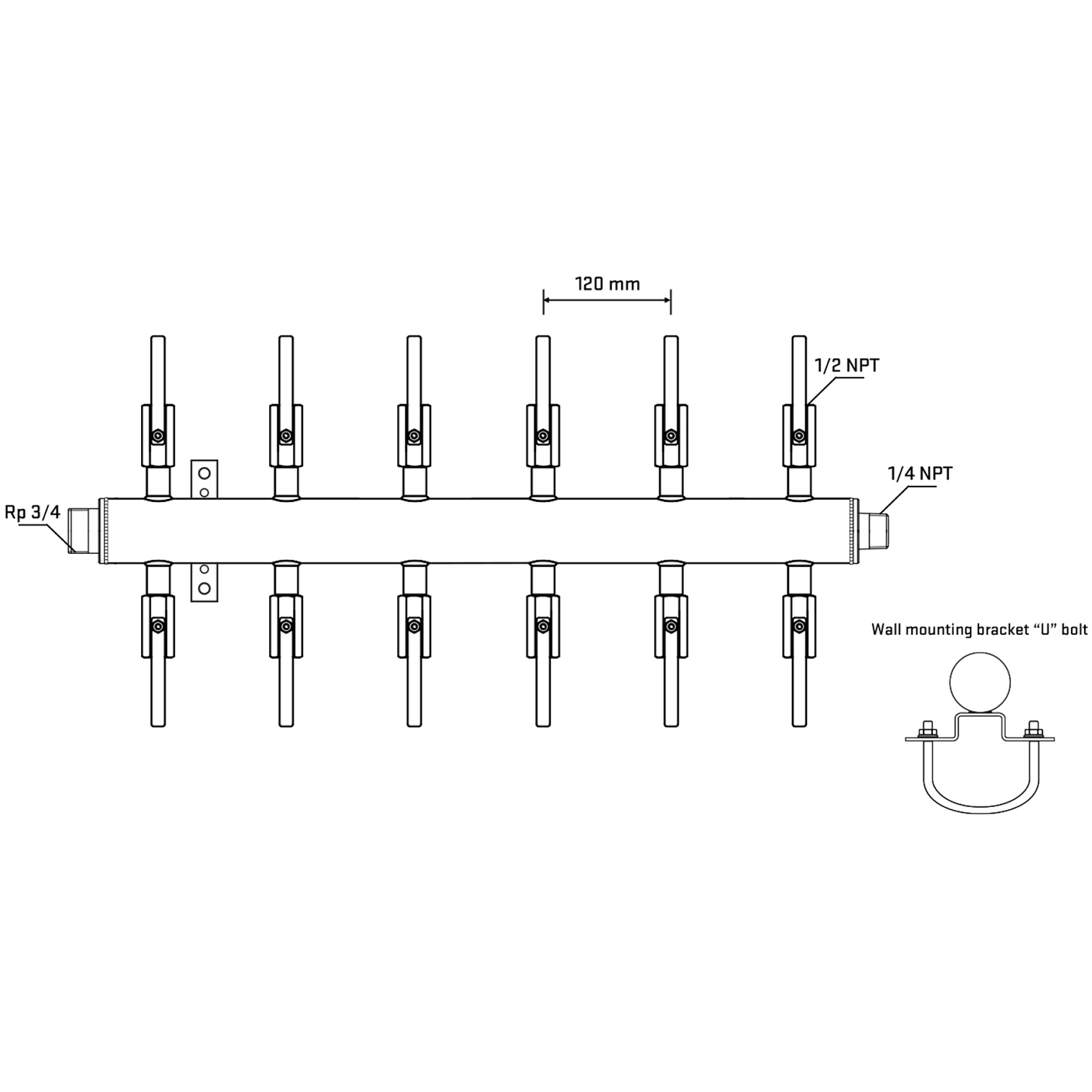 M512B080641 Manifolds Stainless Steel Double Sided