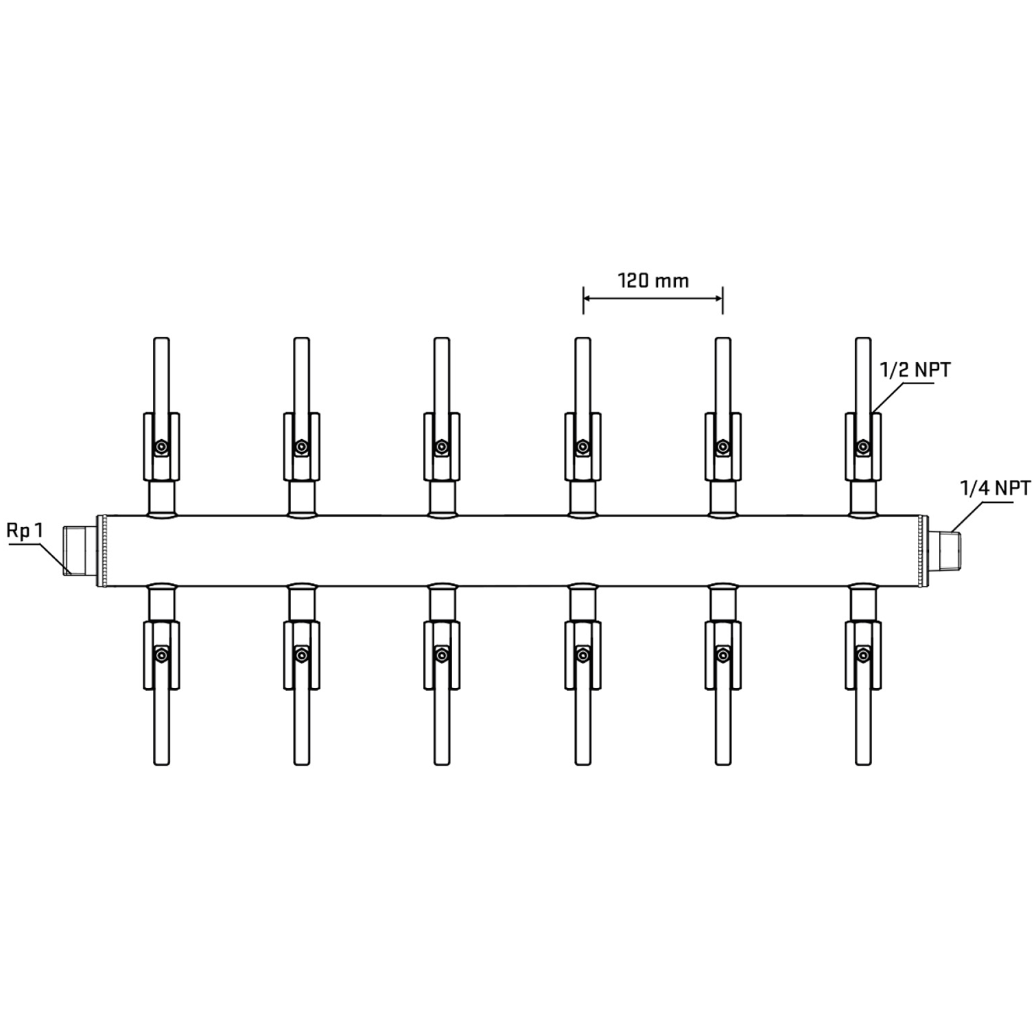 M512B080740 Manifolds Stainless Steel Double Sided