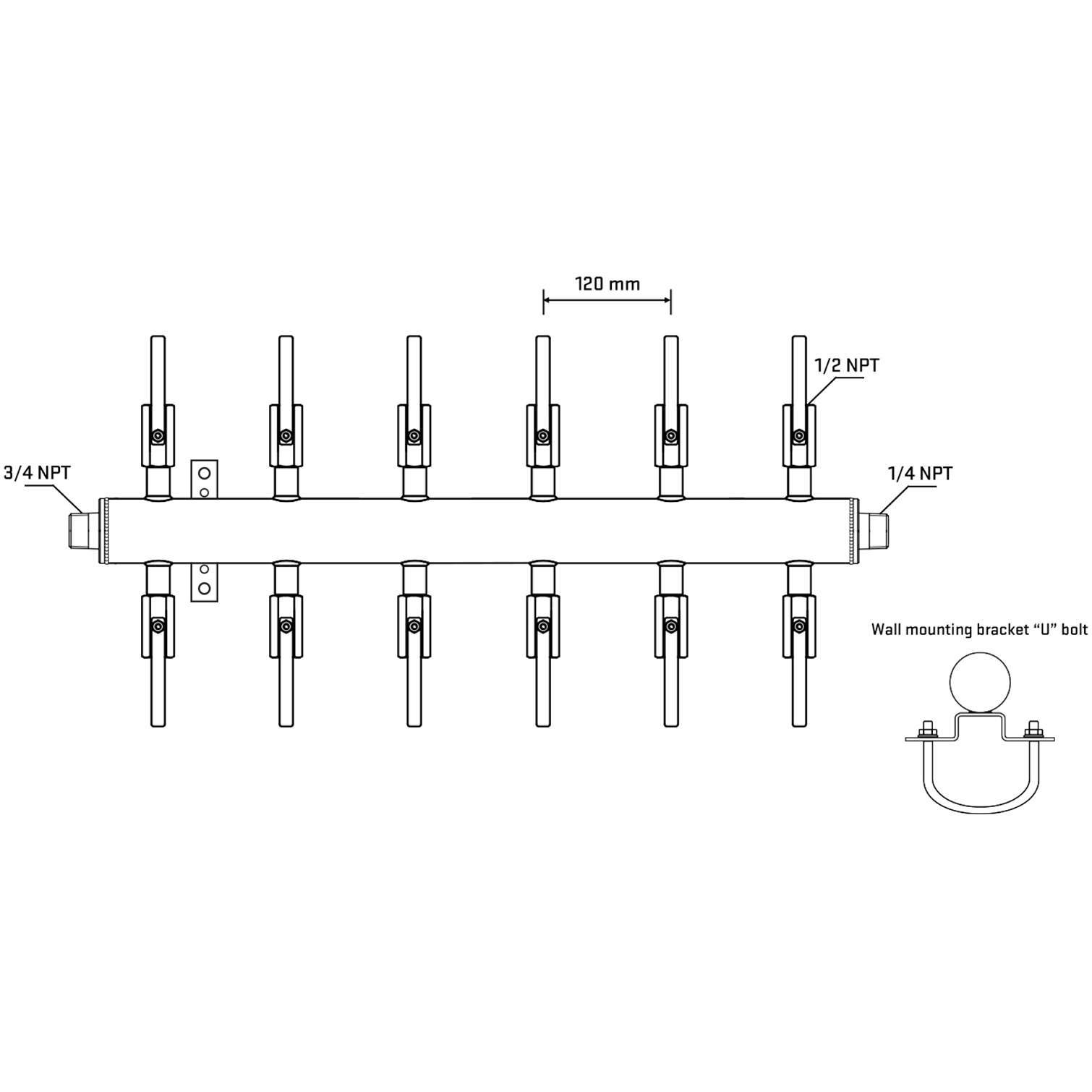 M512B080841 Manifolds Stainless Steel Double Sided