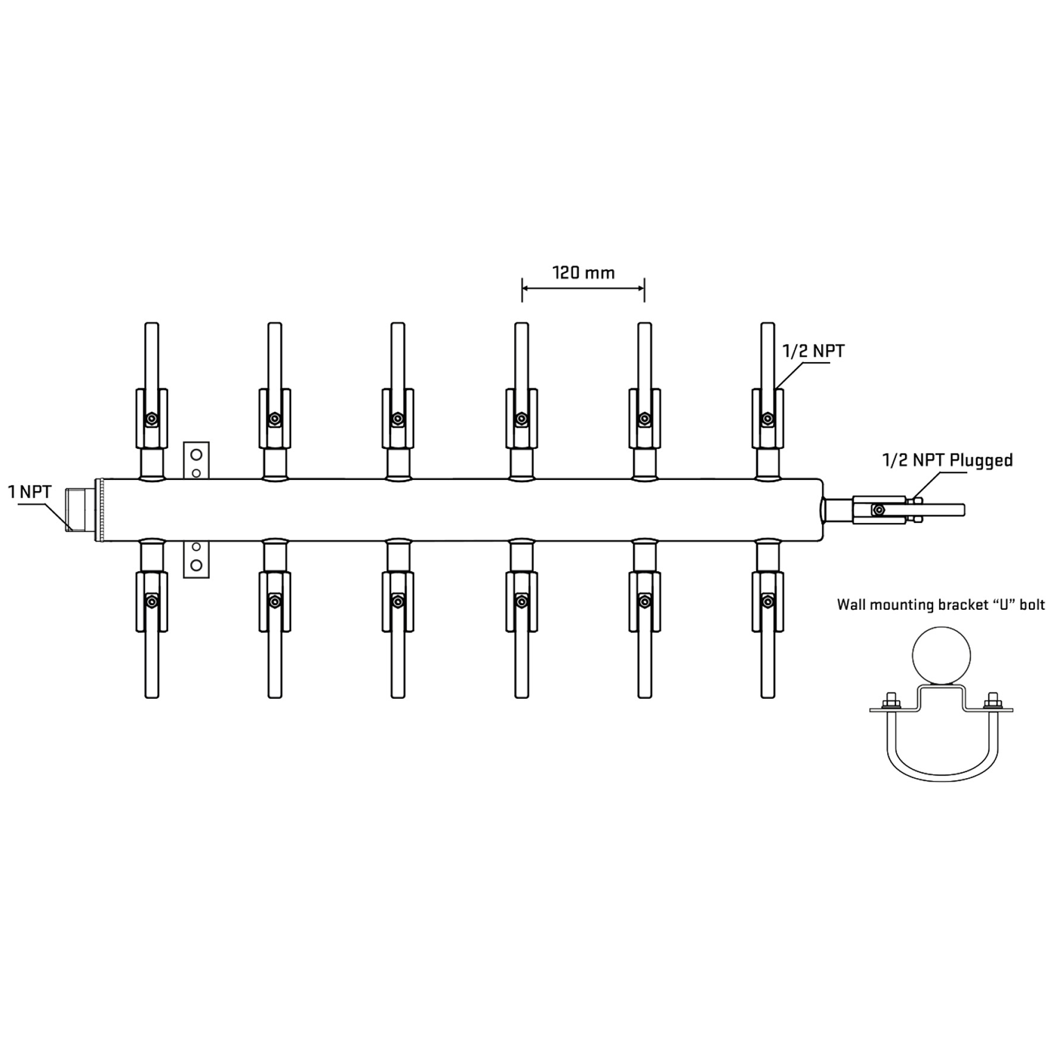 M512B081111 Manifolds Stainless Steel Double Sided